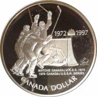 (1997) Монета Канада 1997 год 1 доллар "Суперсерия СССР-Канада 1972 25 лет"  Серебро Ag 925  PROOF